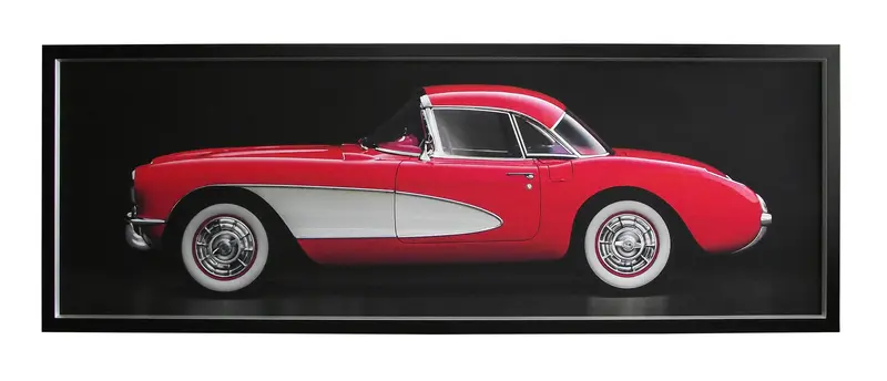Obraz Samochód Red Corvette II 180x60 cm w ramie drewnianej