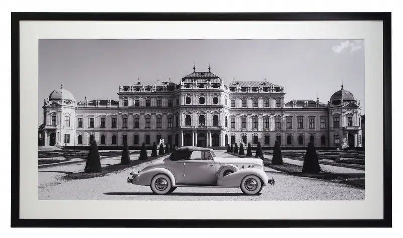 Obraz Samochód Vintage V, czarno-biała fotografia w ramie 110x60 cm