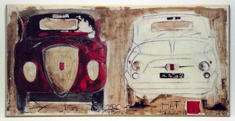 Obraz Samochody FIAT, szkice 101x51 cm