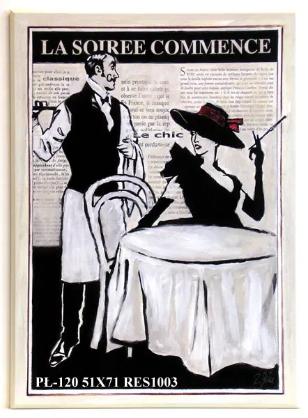 Obraz Scenka w restauracji w Paryżu 51x71 cm