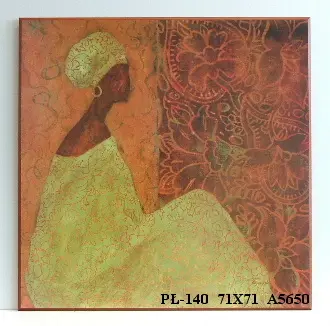 Obraz Siedząca Afrykanka w sukni 71x71 cm