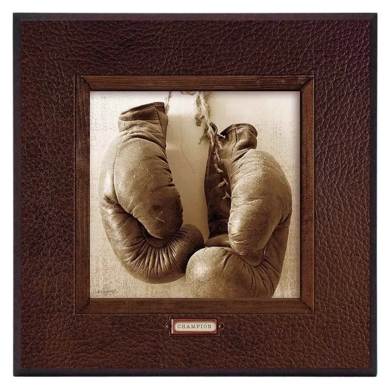 Obraz Sportowa kolekcja retro, rękawice bokserskie na płycie 31X31 cm z pogrubieniem