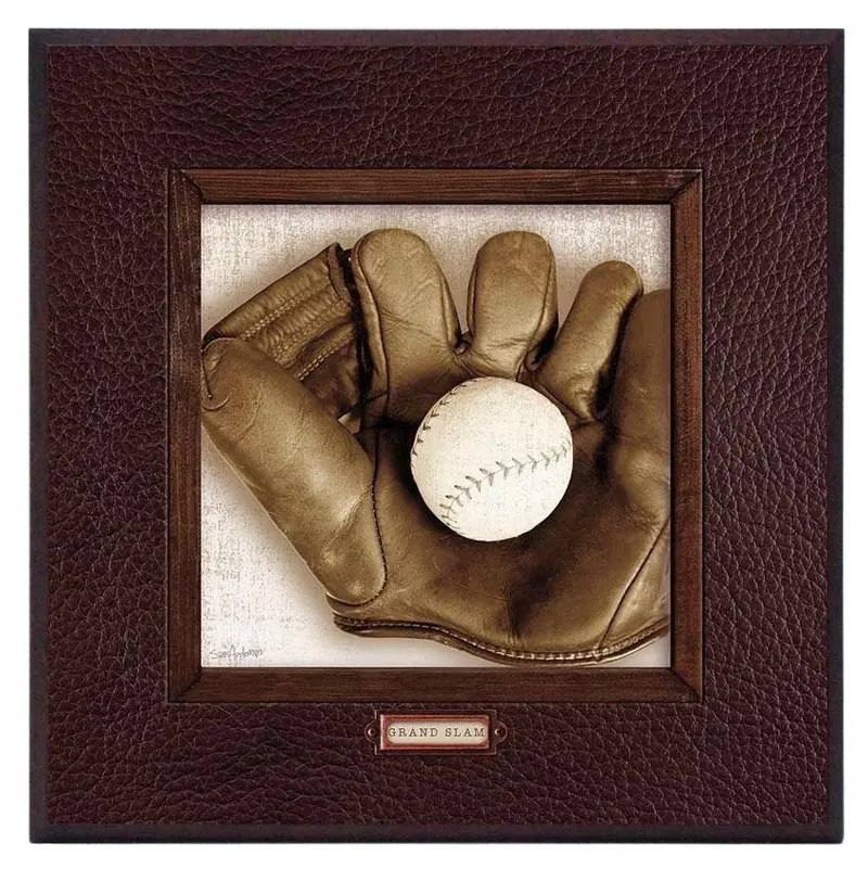 Obraz Sportowa kolekcja retro, rękawice i piłka do baseballa na płycie 31X31 cm z pogrubieniem