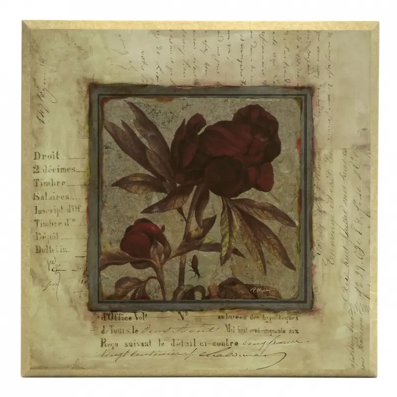 Obraz Srebrna kolekcja - kwiaty, peonie na płycie z pogrubieniem 31x31 cm
