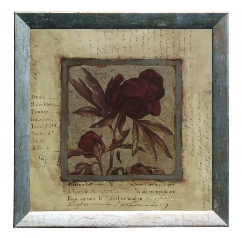 Obraz Srebrna kolekcja - kwiaty, peonie w ramie 30x30 cm