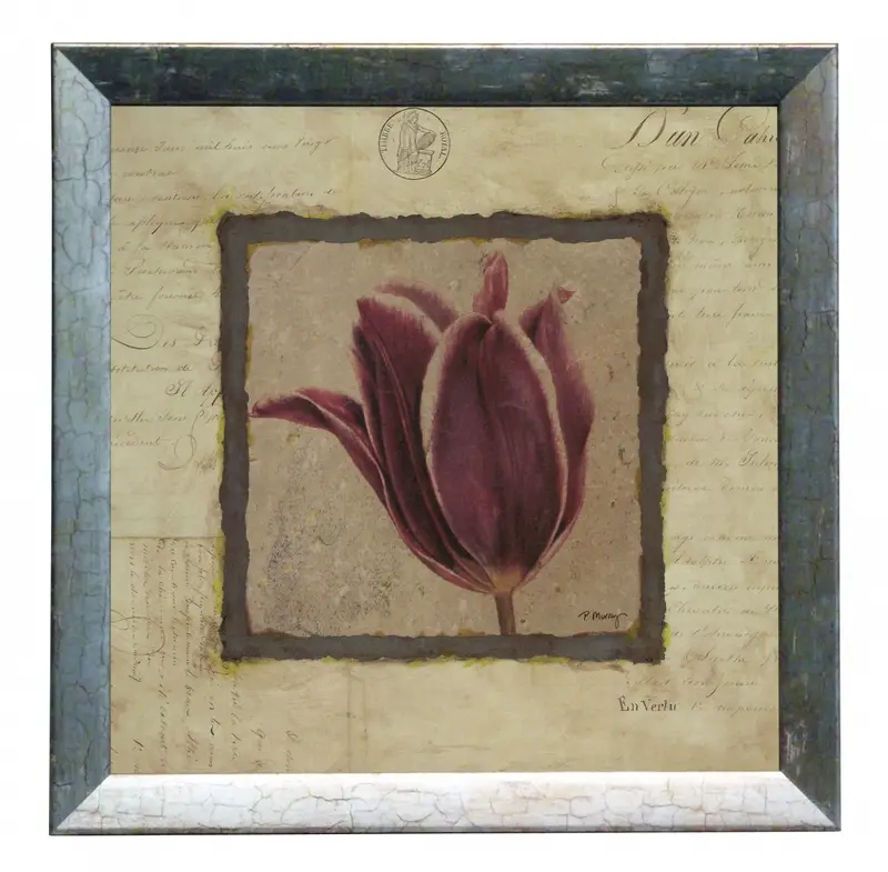 Obraz Srebrna kolekcja - kwiaty, tulipan w ramie 30x30 cm