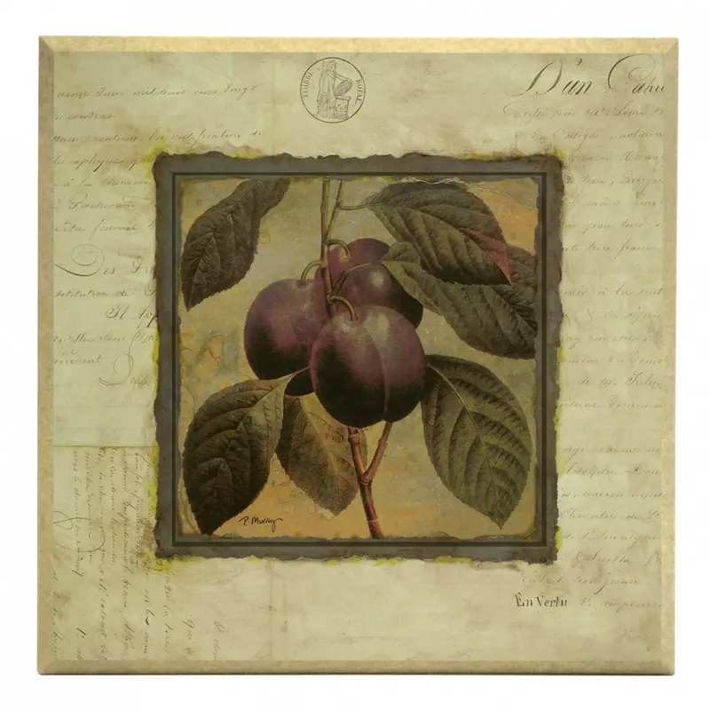 Obraz Srebrna kolekcja - owoce, śliwki na płycie z pogrubieniem 31x31 cm