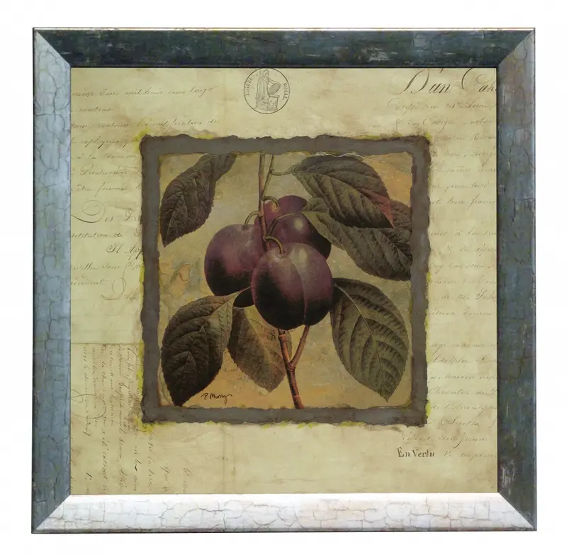 Obraz Srebrna kolekcja - owoce, śliwki w ramie 30x30 cm