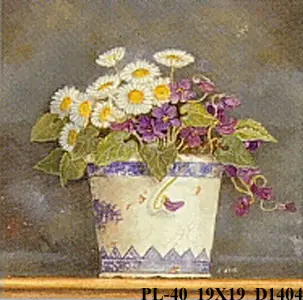 Obraz Stokrotki i fiołki w doniczce 19x19 cm