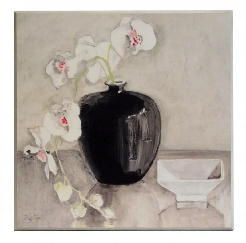 Obraz Storczyki w japońskim wazonie 51x51 cm