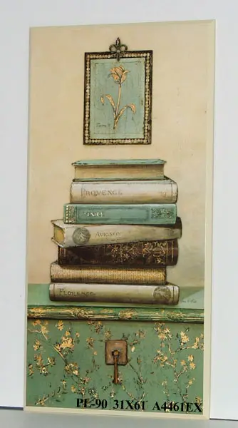 Obraz Stos książek na komodzie 31x61 cm