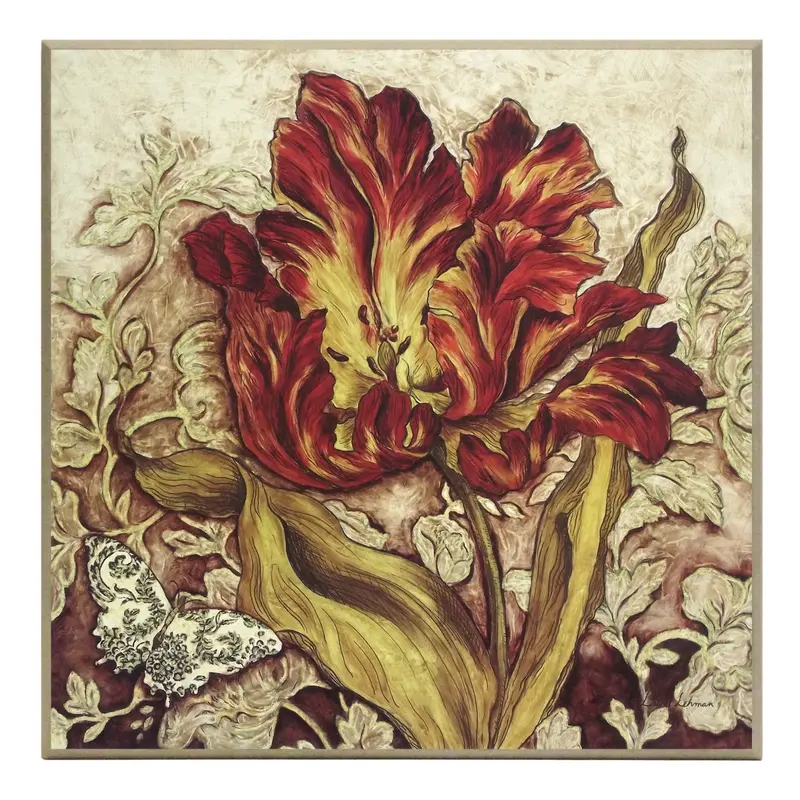 Obraz Stylizowany kwiat z motylem 51x51 cm