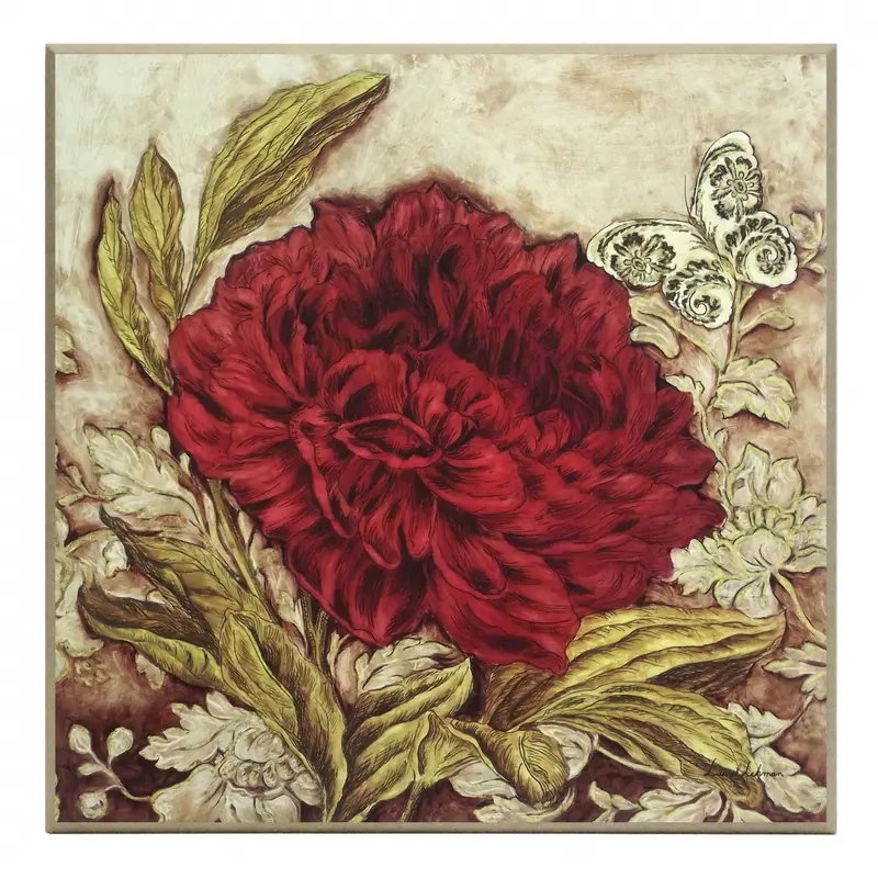 Obraz Stylizowany kwiat z motylem 51x51 cm