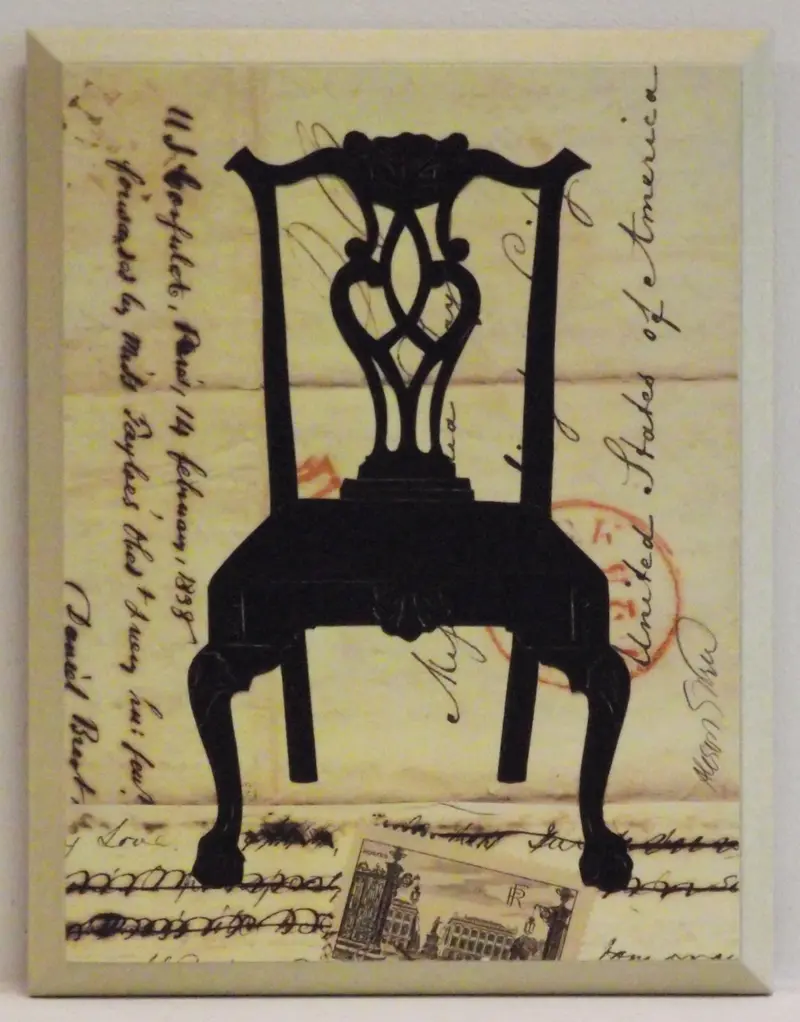Obraz Sylwetka krzesła I na płycie 17x22 cm