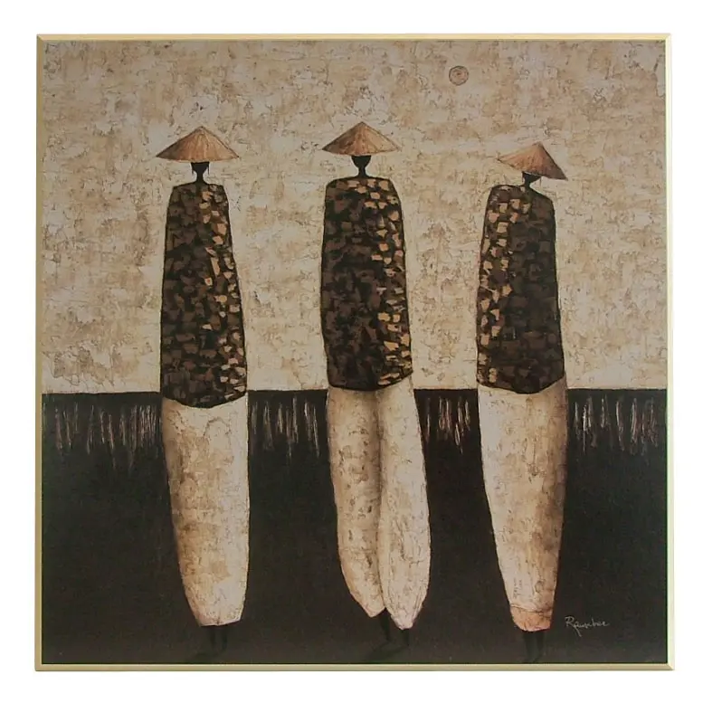 Obraz Sylwetki Azjatów w kapeluszach 71x71 cm