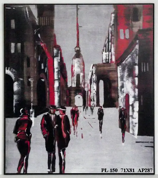 Obraz Sylwetki ludzi w szarości z czerwonymi akcentami 71x81 cm