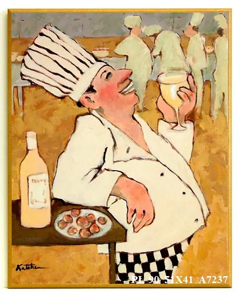 Obraz Szalony kucharz z kieliszkiem 41x51 cm