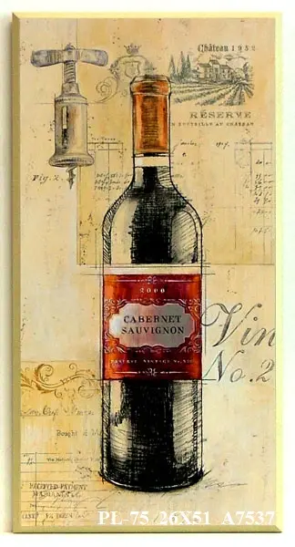 Obraz Szkic czerwonego wina w butelce 26x51 cm
