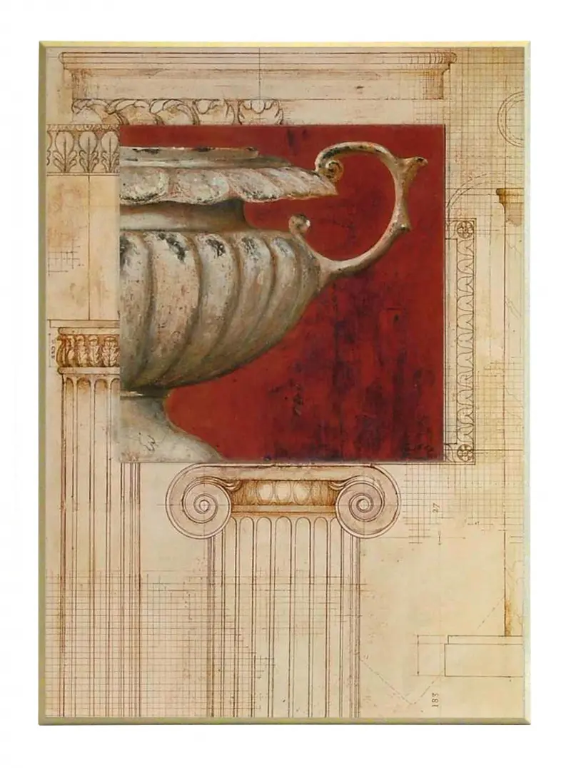 Obraz Szkice kolumny jońskiej z antyczną wazą 51x71 cm