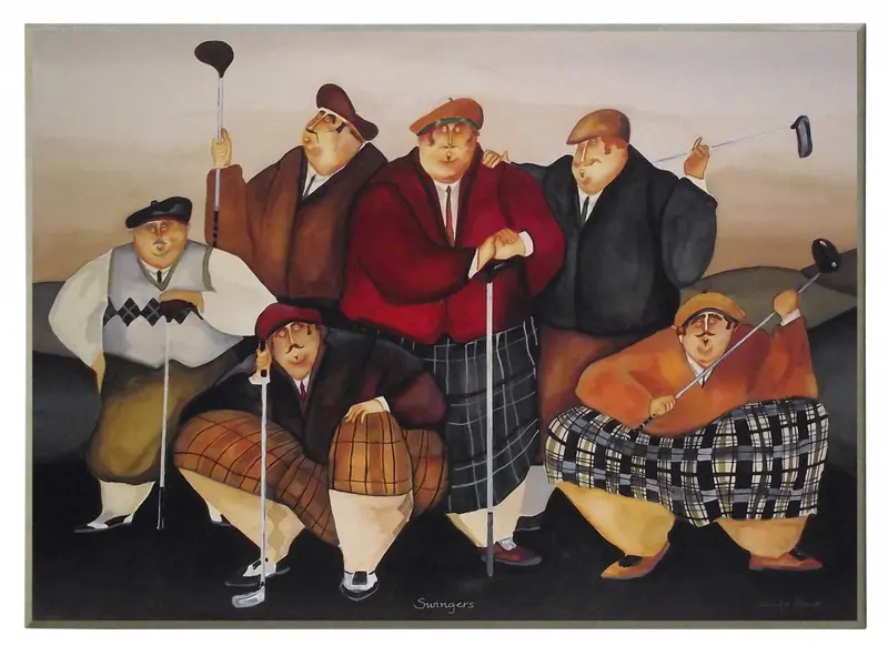 Obraz Szkoccy golfiści na płycie 71x51 cm