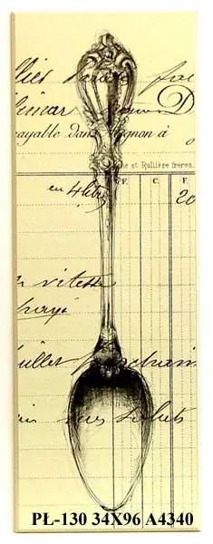 Obraz Sztućce w szkicu, łyżka 34x96 cm