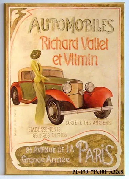 Obraz Szyld Automobiles Richard Vallet et Vilmin 71x101 cm