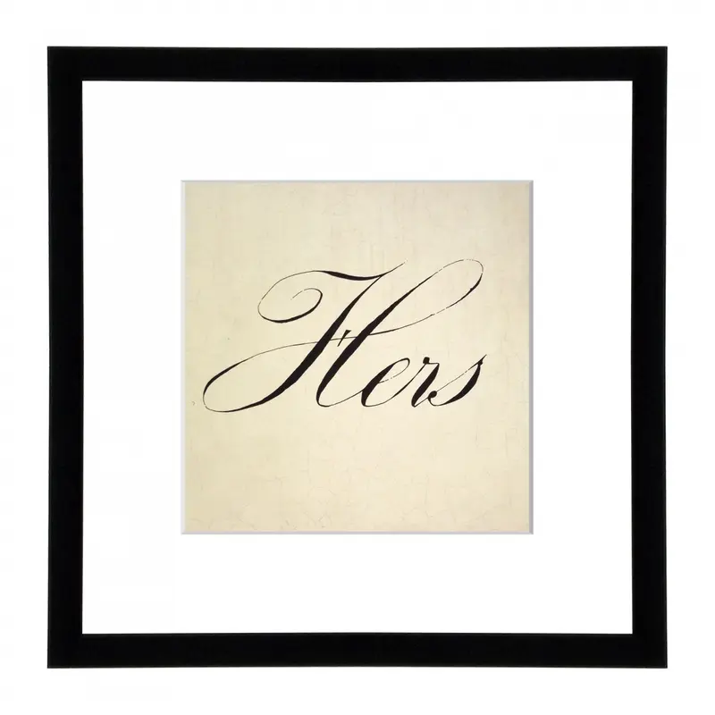 Obraz Szyld 'Hers' w ramie z passe-partout 26x26 cm