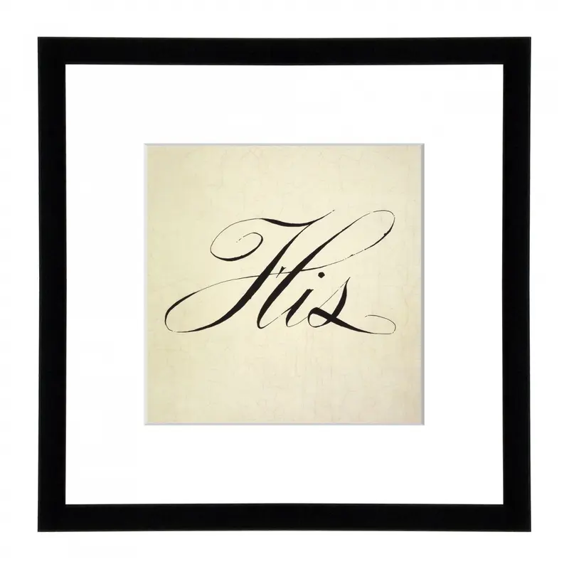 Obraz Szyld 'His' w ramie z passe-partout 26x26 cm