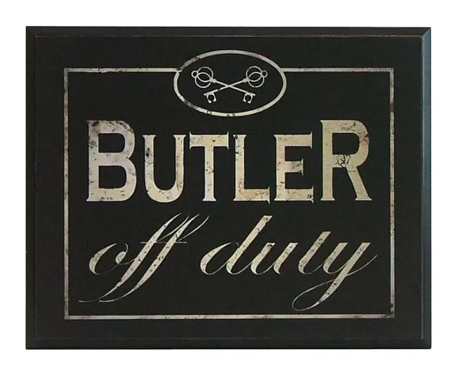Obraz Szyld hotelowy 'Butler off duty' na płycie 31x25 cm