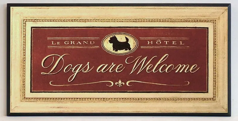 Obraz Szyld hotelowy 'Dogs are Welcome' 51x26 cm