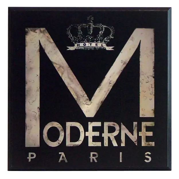 Obraz Szyld hotelu 'Moderne Paris' na płycie 31x31 cm