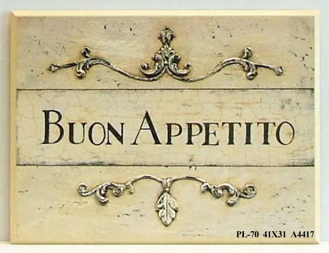 Obraz Szyld z ornamentem, smacznego, buon appetito 41x31 cm