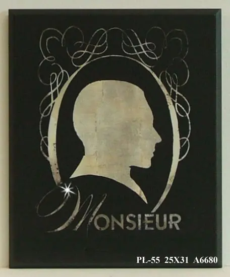 Obraz Szyld z zarysem profilu mężczyzny, Monsieur 25x31 cm