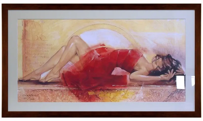 Obraz T. Chekirov, Katharina' dziewczyna w czerwonej sukience 110x60 cm