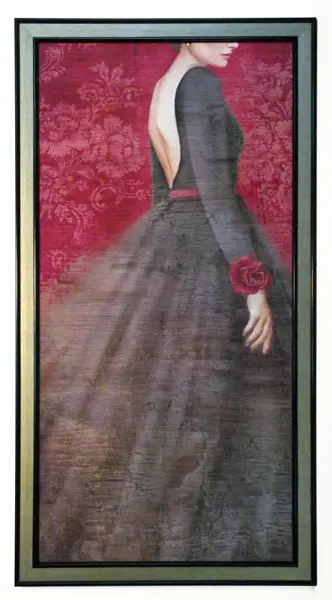 Obraz Tajemnicza kobieta w czarnej sukni 45x91 cm
