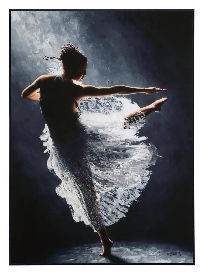 Obraz Taniec w szyfonowej sukience na płycie 51x71 cm