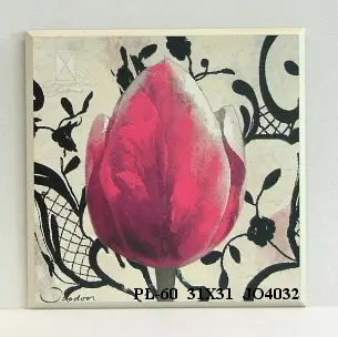 Obraz Tulipan na ornamencie 31x31 cm