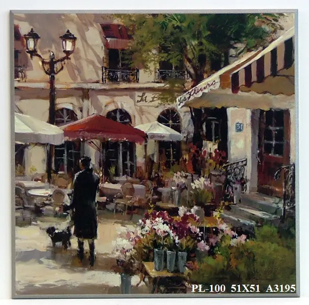 Obraz Uliczki francuskie, pani przed kawiarnią 50x50 cm