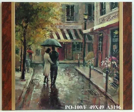 Obraz Uliczki francuskie, para z parasolem 49x49 cm