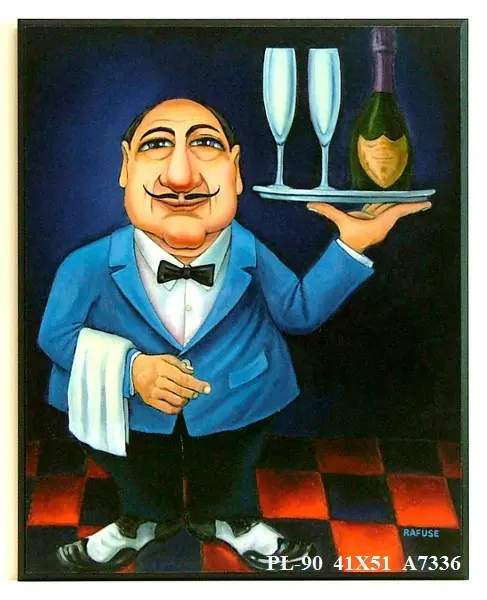 Obraz W restauracji, kelner 41x51 cm