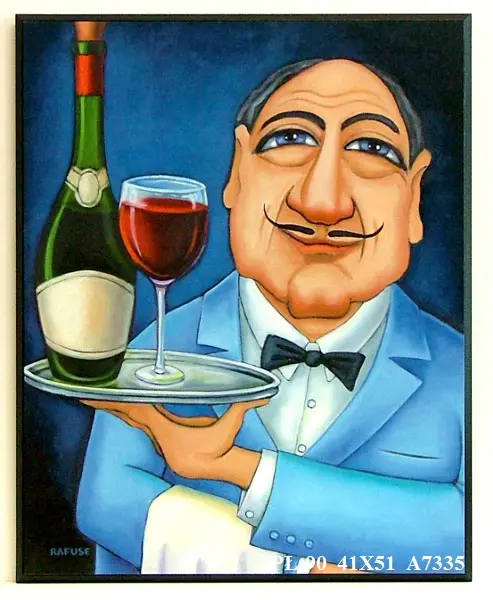 Obraz W restauracji, kelner 41x51 cm
