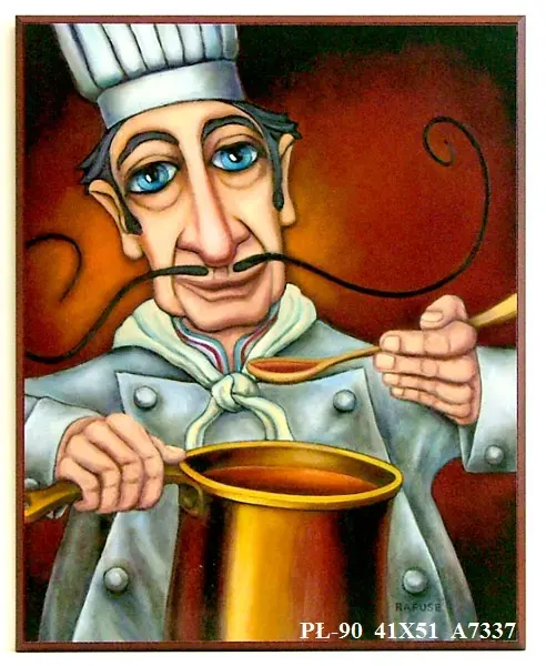 Obraz W restauracji, kucharz 41x51 cm