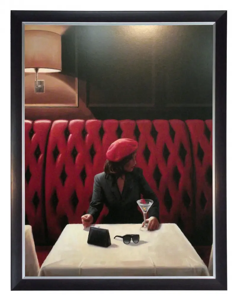 Obraz W restauracji, przy stoliku-kobieta 60x80 cm