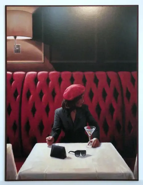 Obraz W restauracji, przy stoliku-kobieta 61x81 cm