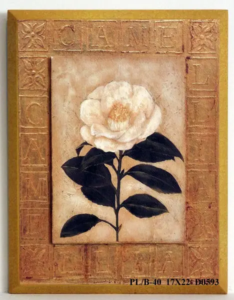 Obraz W złotej oprawie, biała róża 17x22 cm