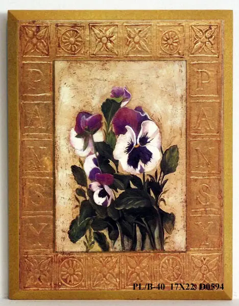 Obraz W złotej oprawie, bratki 17x22 cm