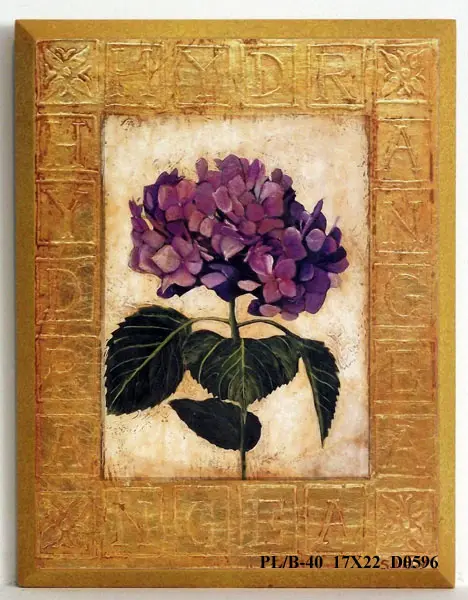 Obraz W złotej oprawie, hortensja 17x22 cm