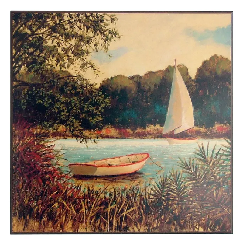 Obraz Widok na żaglówkę i łódkę na na wodzie 71x71 cm