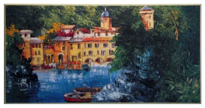 Obraz Włoska architektura - pejzaż z Portofino 101x51 cm