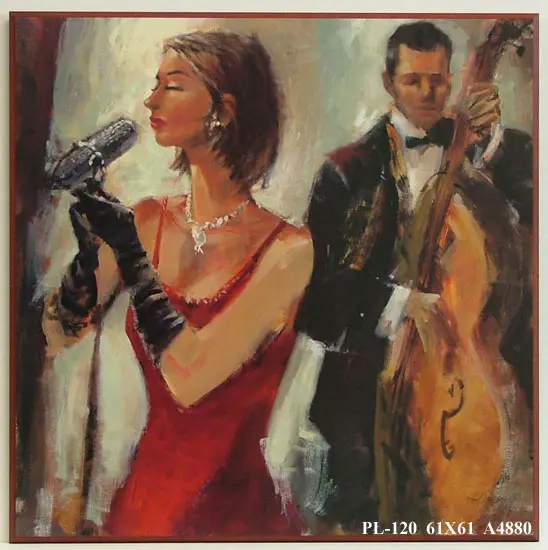 Obraz Wokalistka i kontrabasista 61x61 cm